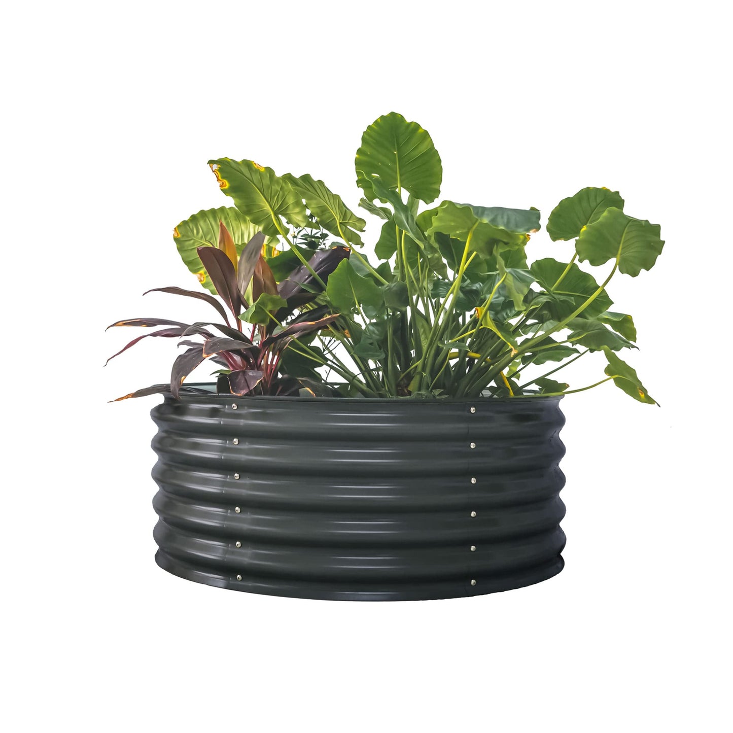 Vego garden 17" Tall 42" Round Raised Garden Bed Metal Raised Bed Planter Box for Vegetables Flowers Patio, Modern Gray