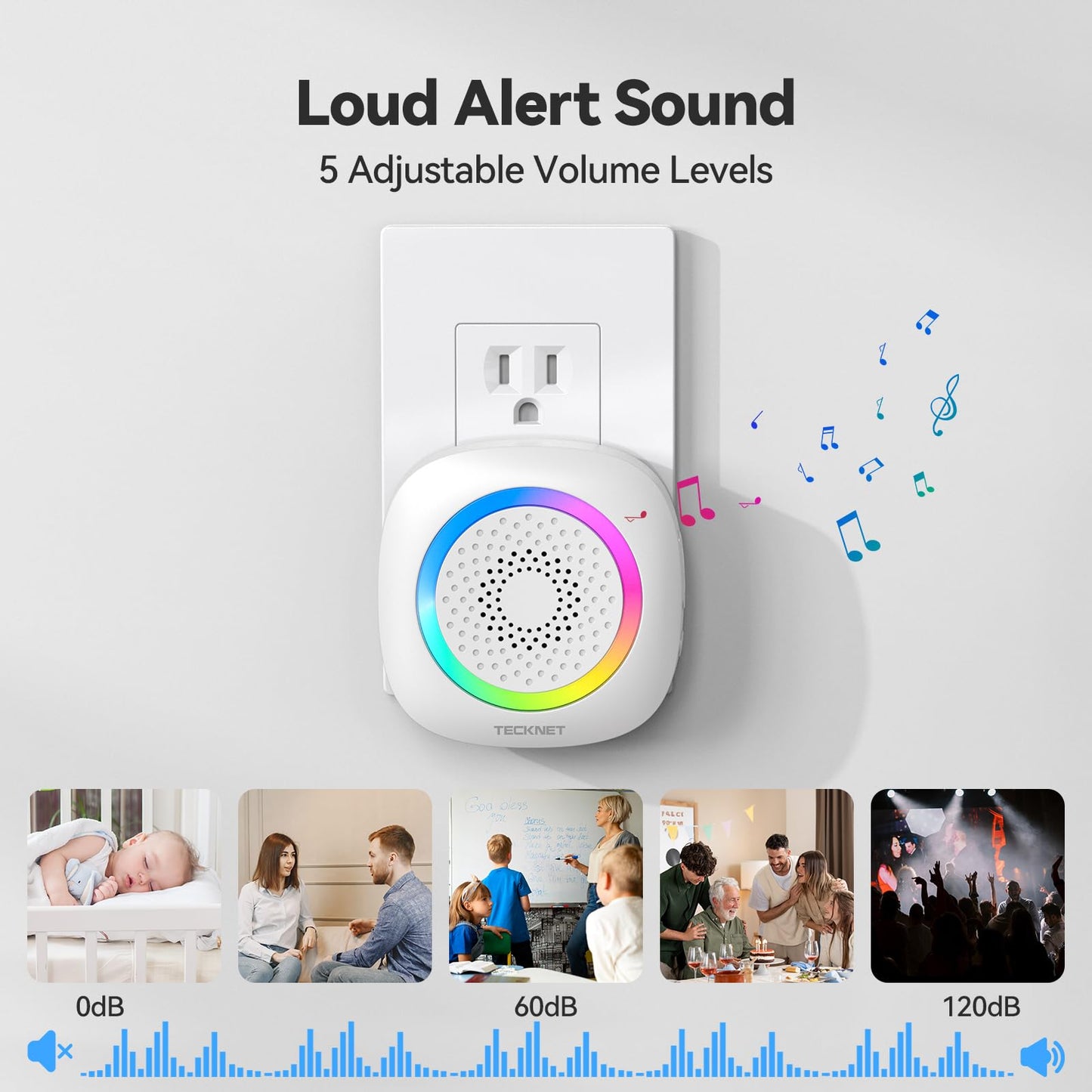 TECKNET Door Chimes When Door Opens, Wireless Door Sensor Chime Alarm with 1000Ft Range, 61 Songs, 5 Volume Levels, RGB Light, Door Chime for Business/Store/Home/Office When Entering