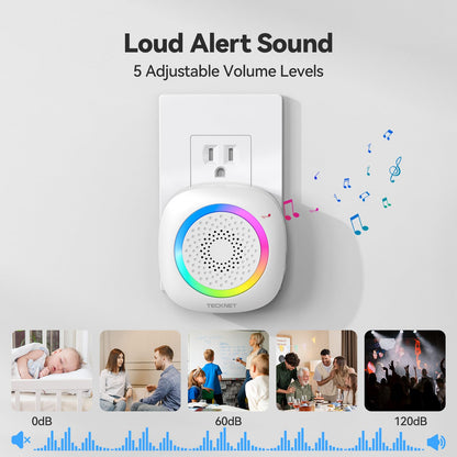 TECKNET Door Chimes When Door Opens, Wireless Door Sensor Chime Alarm with 1000Ft Range, 61 Songs, 5 Volume Levels, RGB Light, Door Chime for Business/Store/Home/Office When Entering