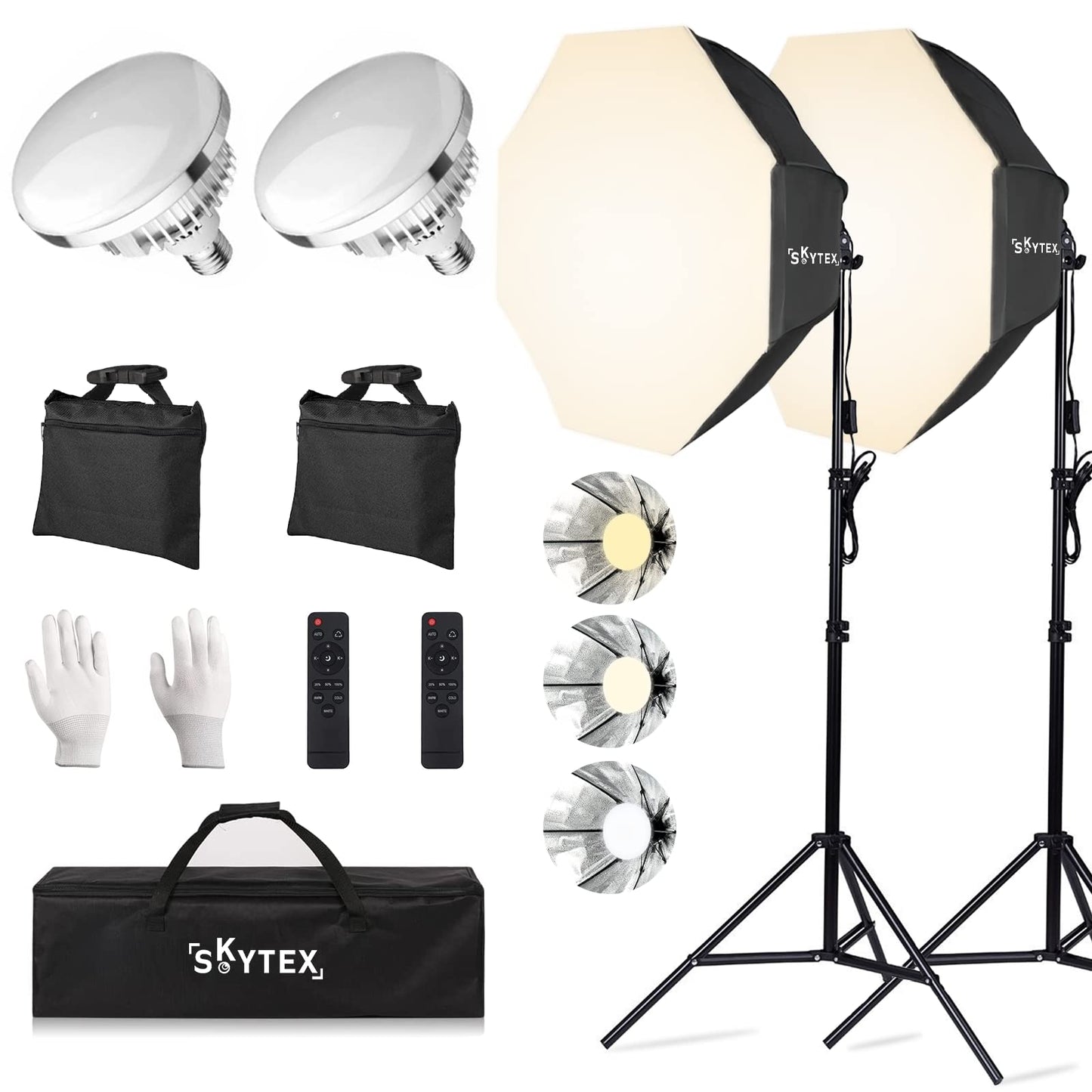Skytex Octa Softbox Lighting Kit(2pack), Skytex 20x28in Octa Soft Box|135W 2700-6400K E27 LED Bulb Continuous Photography Lighting, Photo Studio Lights Equipment for Camera Shooting, Video Recording