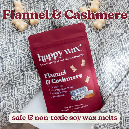 Happy Wax Winter Outdoors Mix Scented Natural, Non Toxic Soy Wax Melts; 6 Total Oz. of Holiday Scented Wax Melts, Collection Includes Flannel & Cashmere, Pine Forest and Winterberry