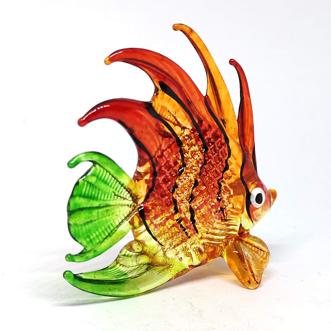 ZOOCRAFT Aquarium Thai Craft Collectible Mini Hand Blown Glass Fish Figurine Decor Red