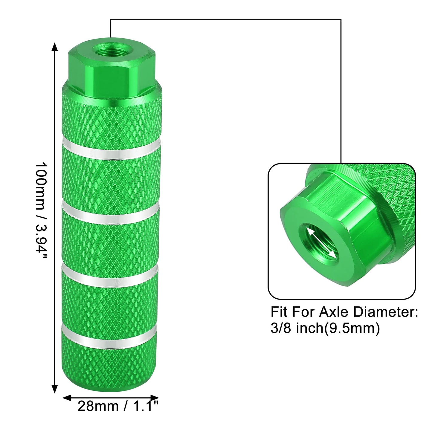 X AUTOHAUX 4pcs Aluminum Alloy Rear Foot Pegs Footrests Universal Green for BMX MTB Bike Bicycle Fit 3/8 Inch Axles