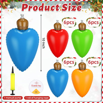 Vertintong 24 Pcs 10 Inch Inflatable Christmas Light Bulbs Ornaments Inflatable Christmas Ball Decorations Xmas Large Blow up Light Bulb Outdoor Indoor for Yard Lawn Tree Hanging Porch Garden Home
