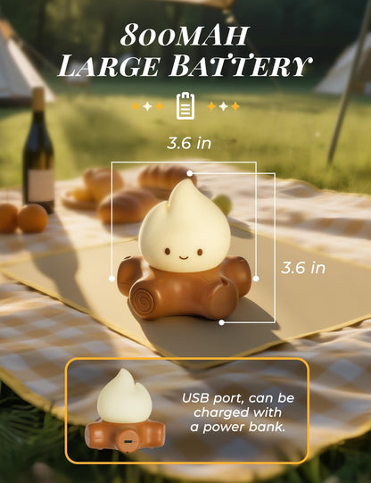 Cute Ghost Campfire Lamp, Halloween Decor,Kids Night Light，Adjustable Dimmable Rechargeable Night Light for Kids, Girls, Boys Gifts,Halloween,Christmas Decorations