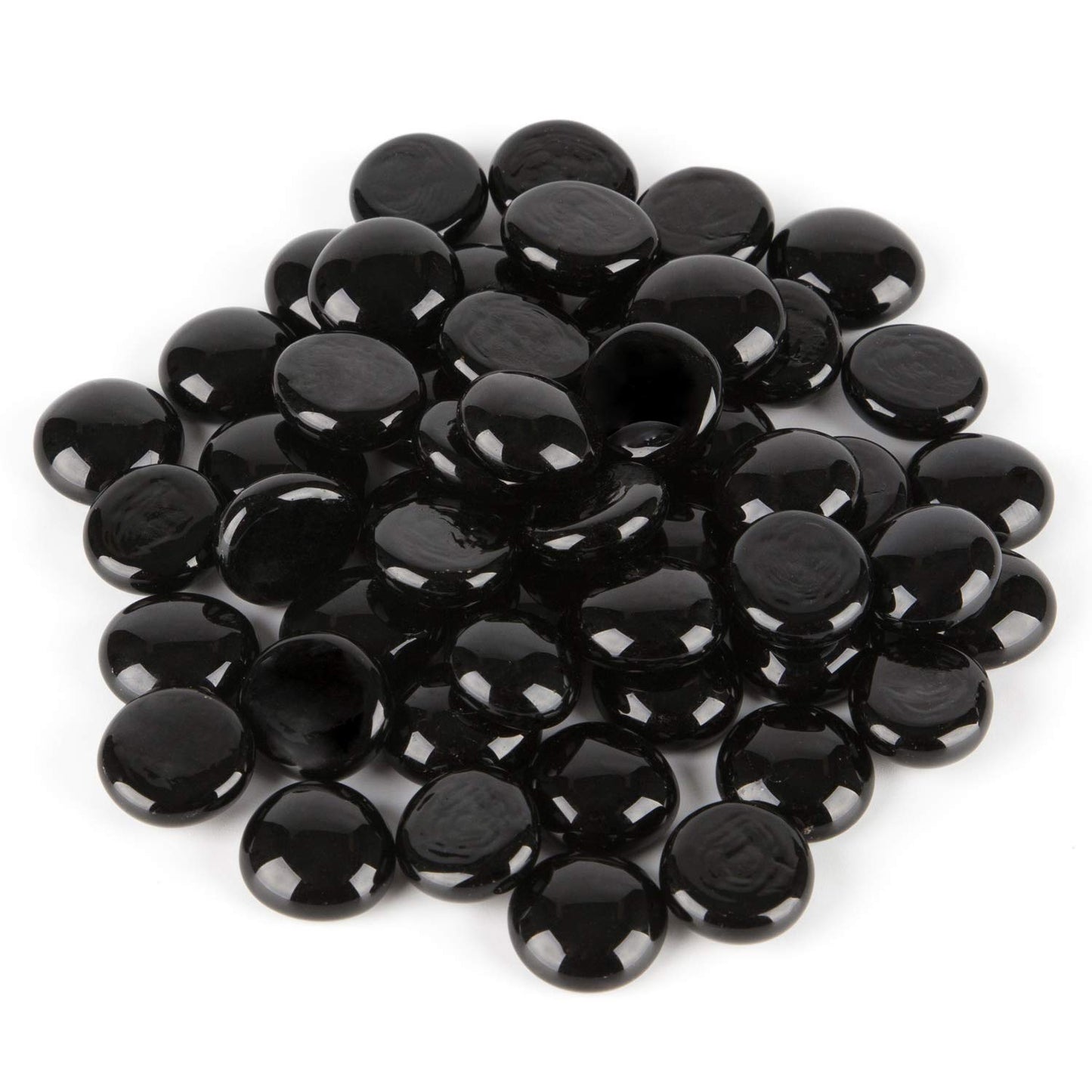 WGV Flat Marbles, Pebbles, Glass Gems for Vase Fillers, Wedding, Decoration, Crystal Rocks, Black (5 Pounds, Approx 500 pcs)