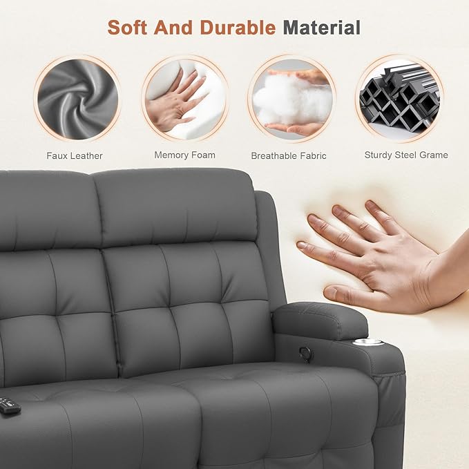 RV Loveseat Recliner Sofa, Massage Wall Hugger Recliners Couch
