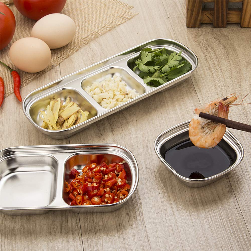 Apol 4 Pcs Stainless Steel Modern Condiment Dishes, Seasoning Dishes for Appetizer, Snacks, Condiments