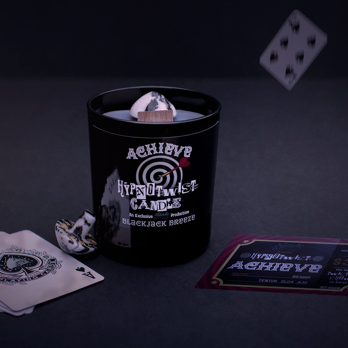 Naturally Wicked Hypnotwist Achieve Candle | Hypnotic Crystal Spell Candle | Inc Crystal Spinning Top