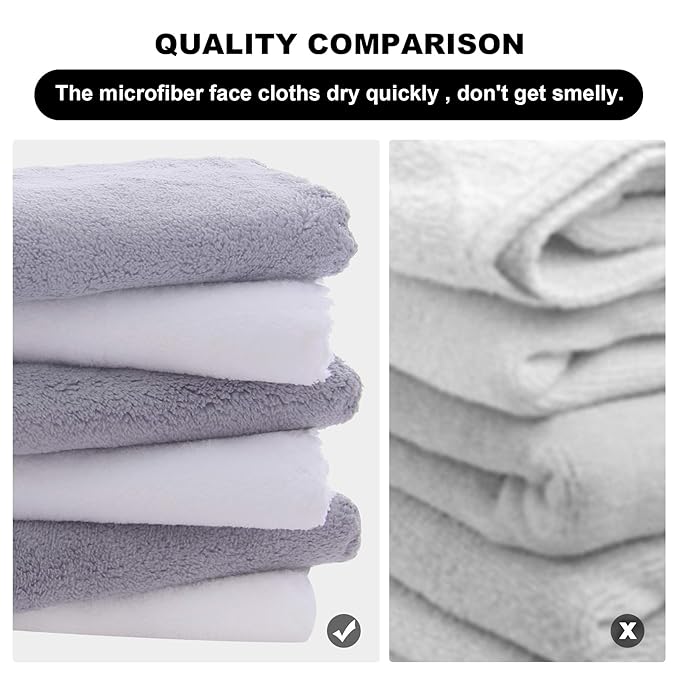 MOONQUEEN Microfiber Facial Cloths Fast Drying Washcloth 12 Pack