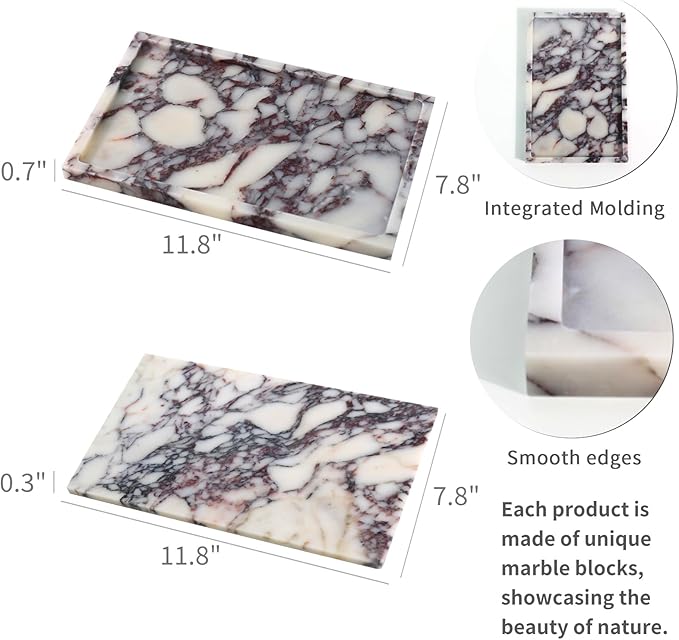 Real Luxurious Natural Marble Vanity Tray Genuine Marble Storage Tray