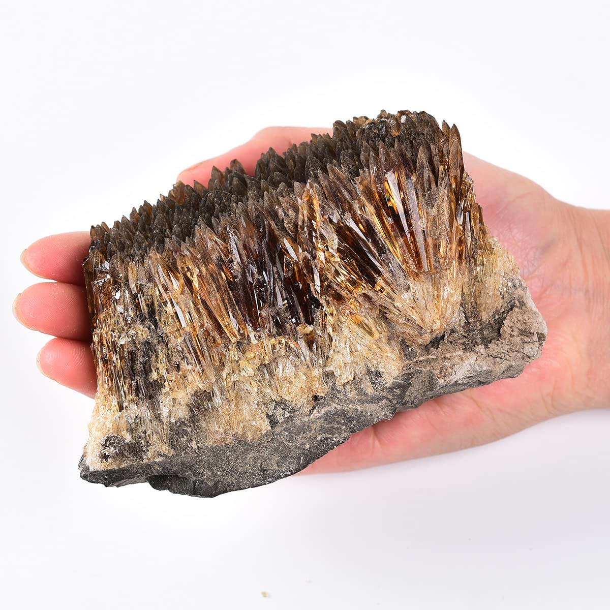 JIC Gem Raw Amber Calcite Crystal Natural Rock Cluster Geode Large Irregular Mineral Gemstone Reiki Healing Home Decor 1.54-1.98 Lbs