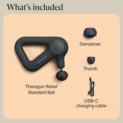 TheraGun Therabody Relief - Quiet Deep Tissue Therapy Massage Gun - Bluetooth Enabled, Electric Percussion Massage Gun & Personal Massager for Pain in The Neck, Back, Leg, Shoulder and Foot (Black)