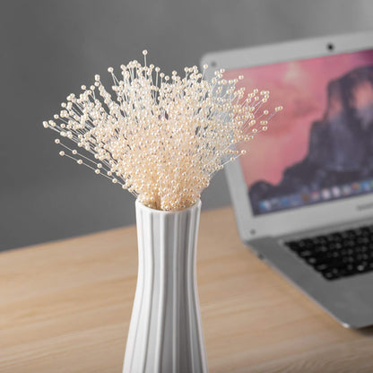 60 Pieces Pearl Stick Stems Bouquets, 4mm Bead String Garland Beaded Spray Filler Floral Arrangements Tree Picks Wedding Party Decoration, Mother's Day Flower Decor, Christmas Tree Picks (Ivory)