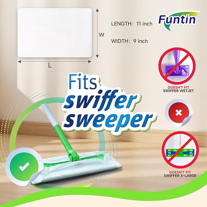Funtin Thickened Mop Pads for Swiffer Sweeper, Unscented Disposable Mopping
