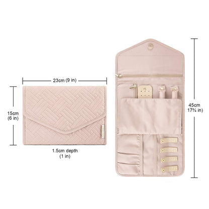 bagsmart Travel Jewellery Organiser, Foldable Jewelry Storage Roll for Journey-Rings, Necklaces, Bracelets, Earrings, (Medium-Pink)