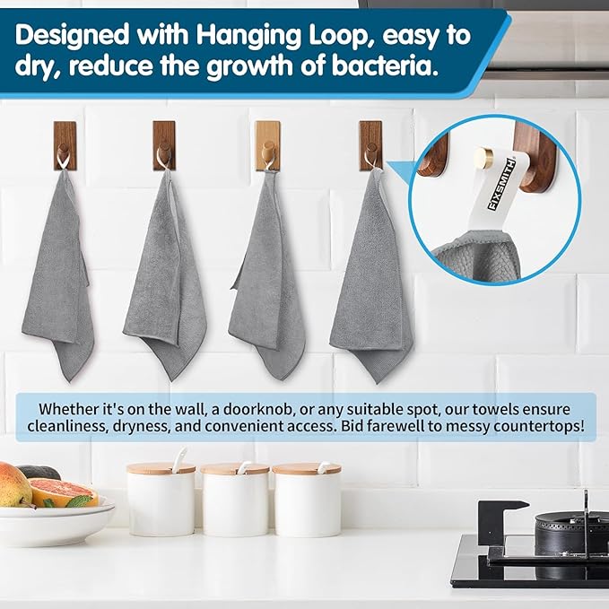 FIXSMITH Grey Microfiber Cleaning Cloth -Pack of 24, Highly Absorbent Cleaning