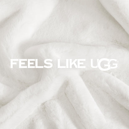UGG Euphoria Plush Faux Fur Throw Blanket, Warm Fluffy Throw for Couch or Bed, Luxury Bedroom Decor, Christmas Fluffy Blankets, Machine Washable, 50-inch x 70-inch, White Snow
