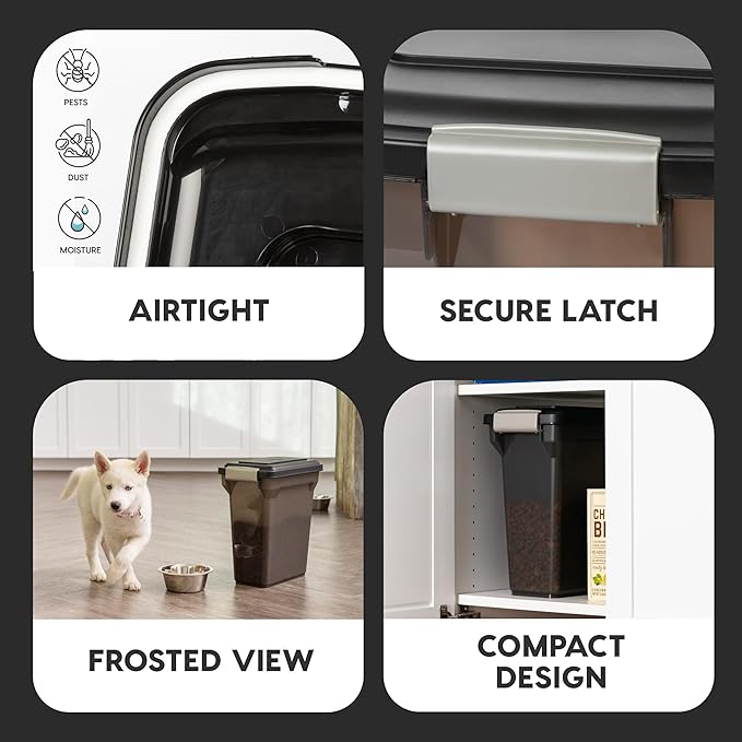 IRIS USA Dog Food Storage Container, Airtight Lid, Versatile Pet Food Bin