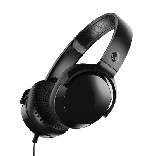 Skullcandy Riff On-Ear Wired Headphones, Convenient for Travel with 3.5mm Plug, Built-In Microphone, Foldable Lightweight Comfortable Design, Durable Headband - Black