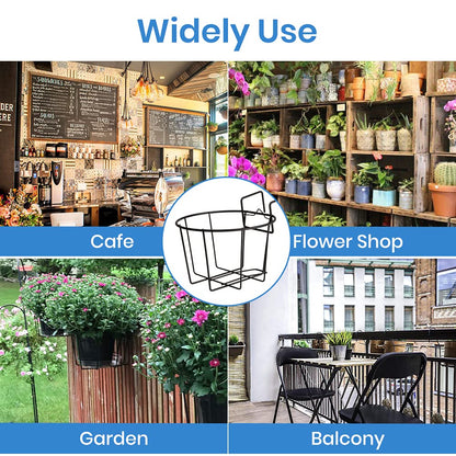 TreeLen 3Pack 10inch Railing Planter Outdoor Balcony Hanging Baskets for Plants Fence Planters Metal Potted Stand Indoor Porch Railing Planters Flower Pot Holder