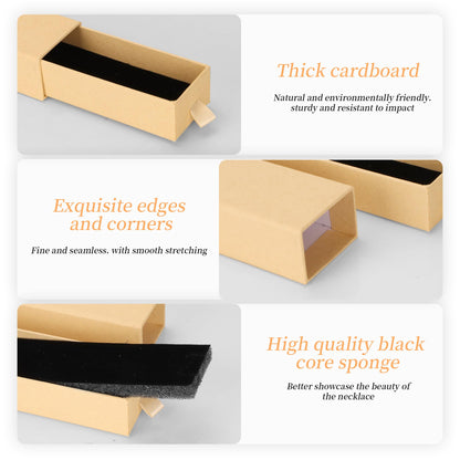 MATUFF 12-Pack Drawer Style Jewelry Gift Boxes with Sponge Insert, 8.7"x1.8"x1.2" Necklace & Bracelet Display Box for Presentation, Cardboard Storage Organizer for Pendant, Ring, Earring - Kraft Brown