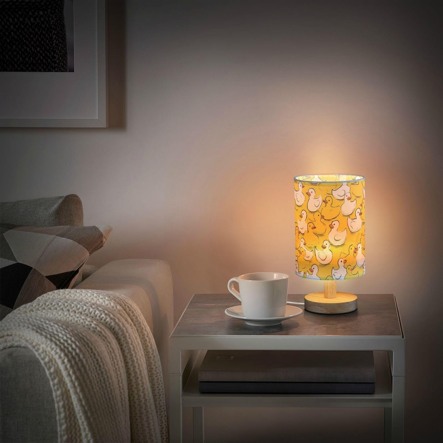 Yellow Duck Ducky Table Lamp for Bedroom Bedside Lamp Desk Lamps Cylinder Nightstand Lamp for Living Room Office Decor