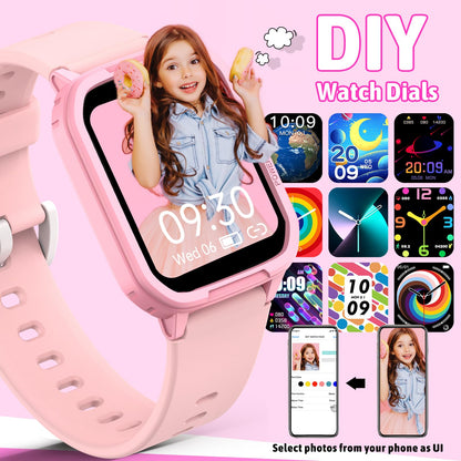 Smart Watch for Kids No Phone Needed, Tempered Glass Fitness Tracker Boy Teens with 19 Sport Modes, Pedometer, Sleep Monitor, Kids Watch Birthday Gifts Toy Gift for Girls Boys 6-16 (Pink)