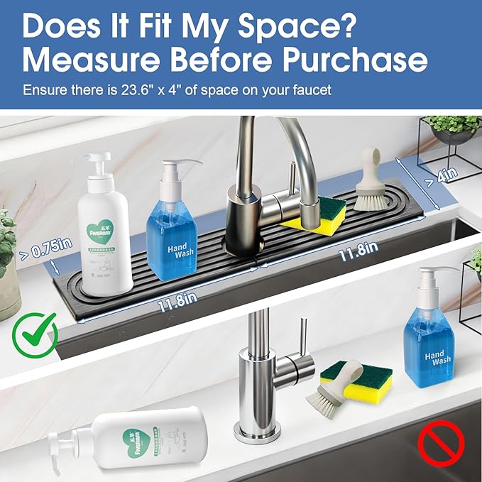 24 Inch Kitchen Sink Splash Guard, Sink Splash Guard Behind Faucet, Silicone