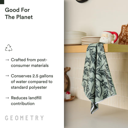 GEOMETRY Christmas Kitchen Towels - Quick Dry Microfiber Cloth Dish Towels for Kitchen Drying - Premium Quick Dry Towel - Winter Foliage