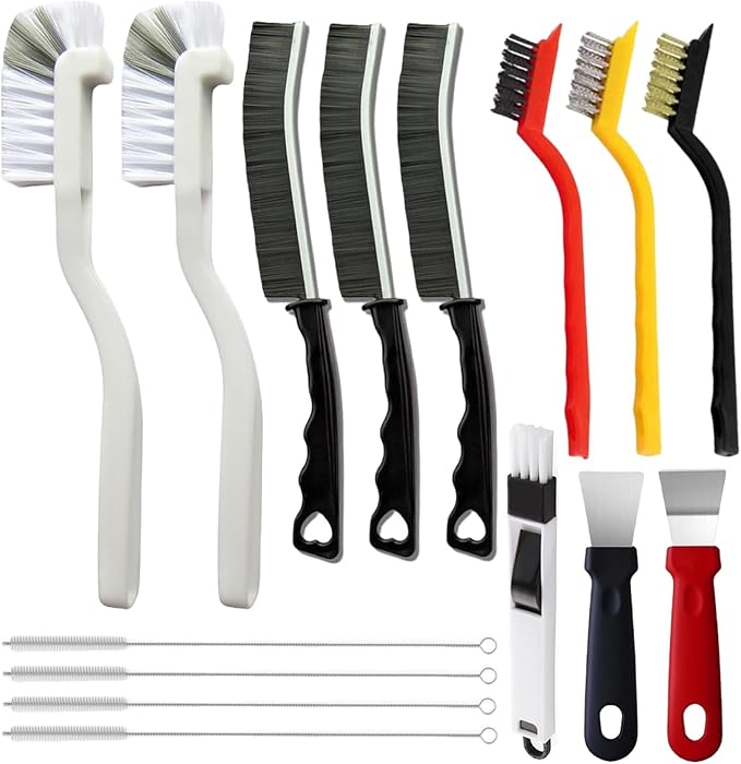 15Pcs Crevice Cleaning Brush Set, Hard Bristle Scrub Brushes Tools
