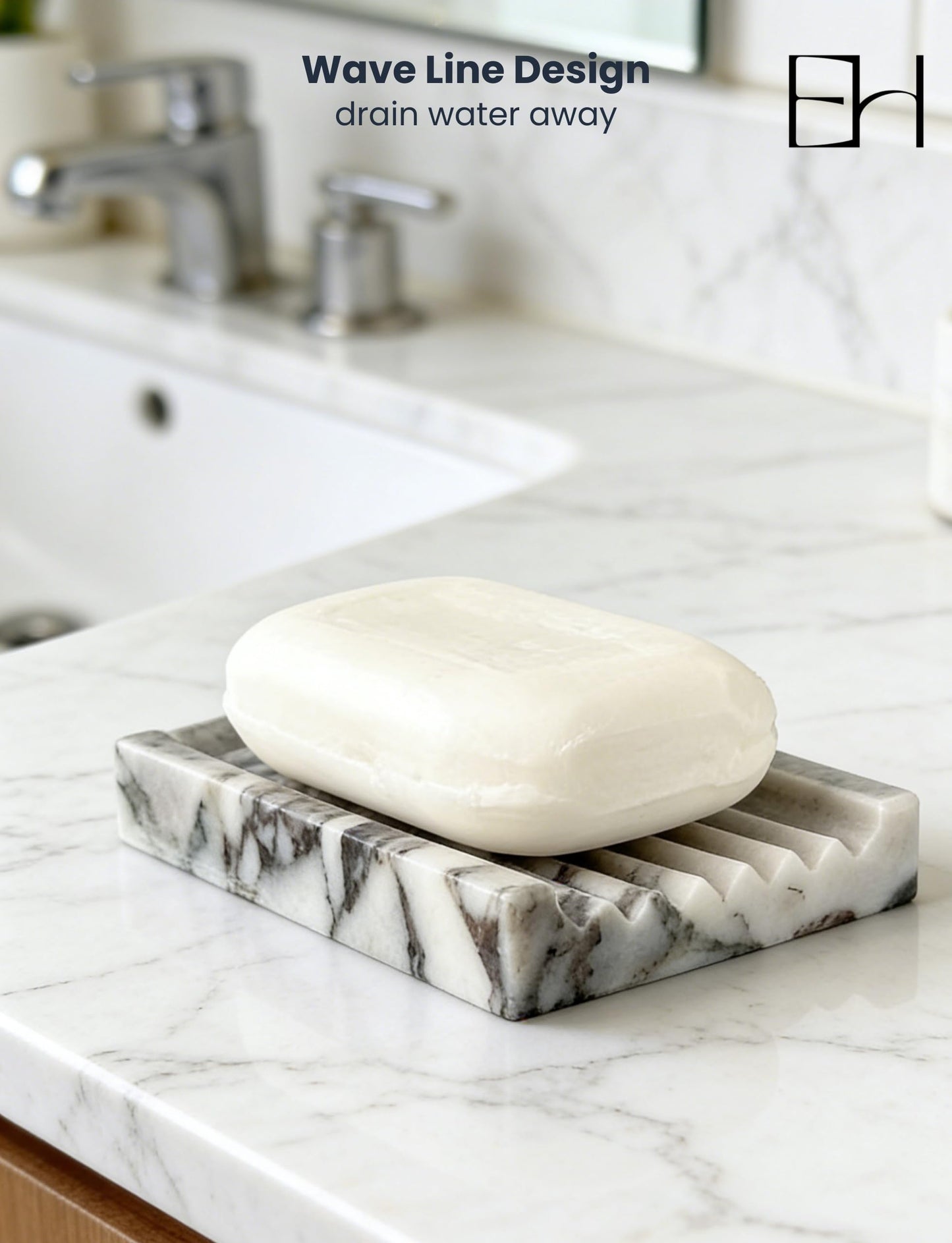 EXCHUES Marble Soap Dish - Soap Dish for Shower, Shower Bar Soap Holder, Stone Soap Container for Marble Bathroom Accessories, Decorative Dish with Drainage Rectangular (Calacatta Viola)