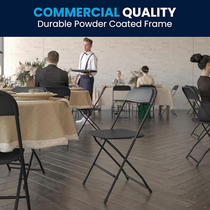 Flash Furniture Hercules Series Plastic Folding Chair - Black - 20 Pack 650LB Weight Capacity Comfortable Event Chair-Lightweight Folding Chair