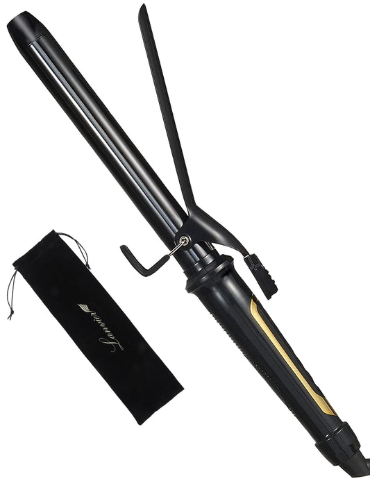 LANVIER 1.25 Inch Curling Iron, Extra Long Barrel 1 1/4 Inch Curling Iron for Long Hair up to 450F, Worldwide Dual Voltage Hair Curler for Traveling, Hair Waving Style Tool Black