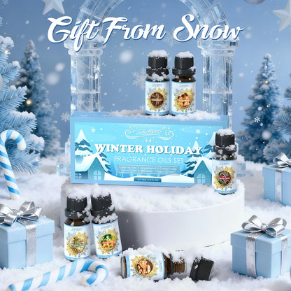 SALUBRITO Winter Fragrance Oils Set, Holiday Essential Oils for Diffuser, Candle, Soap Making - Christmas Tree, Cinnamon, Gingerbread, Candy Cane, Spiced Cider, Sugar Cookies Scented Oil