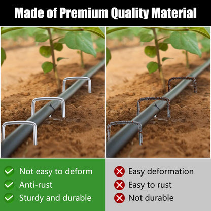 FEED GARDEN 10 Inch 50 Pack Galvanized Landscape Staples 11 Gauge Anti-Rust Garden Stakes Landscaping Fabric SOD Pins Yard Stakes for Weed Barrier Fabric
