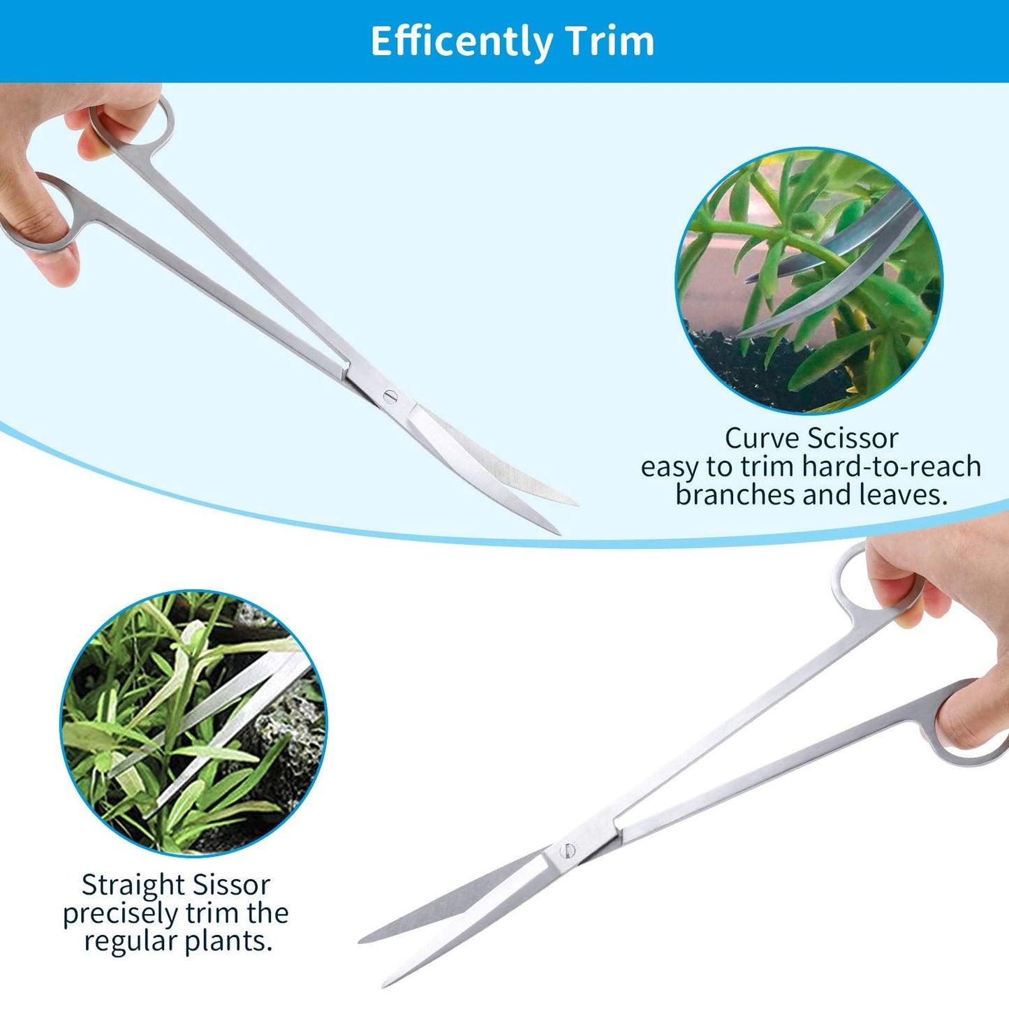 Aquascaping Tool Set - Aquatic Plant Tweezer Scissor Substrate Spatula Aquarium Scraper 5 in 1 Stainless Steel Fish Tank Starter Kit & Aquarium Tank Plant Kit