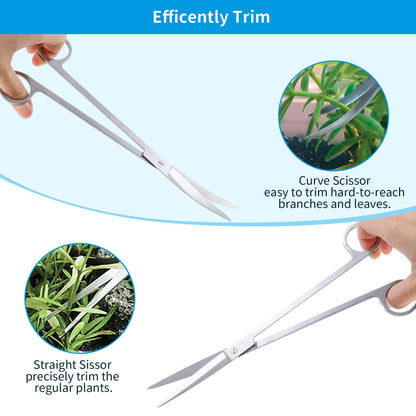 Aquascaping Tool Set - Aquatic Plant Tweezer Scissor Substrate Spatula Aquarium Scraper 5 in 1 Stainless Steel Fish Tank Starter Kit & Aquarium Tank Plant Kit