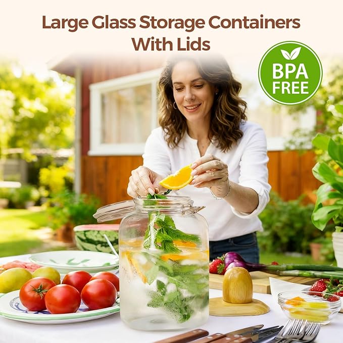 ComSaf Rice Container 5L, Flour Sugar Storage Containers, Glass Jars