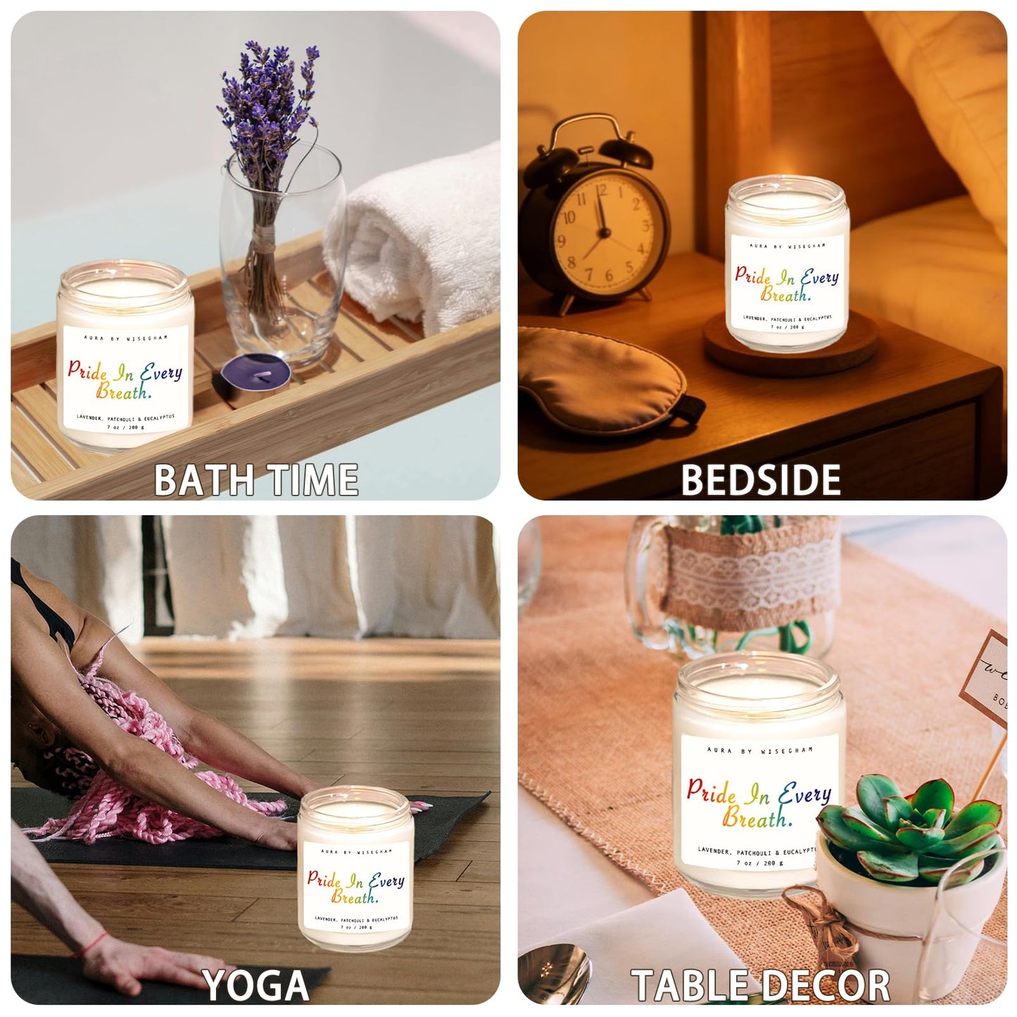 WISEgham Lavender Scented Candle - Gay Gifts for Home Gay Pride Soy Candle - Glass Jar Candle for Relaxation, LGBTQ Pride Gift for Him, 40-Hours Long Lasting Soy Wax Home Decor, 7oz