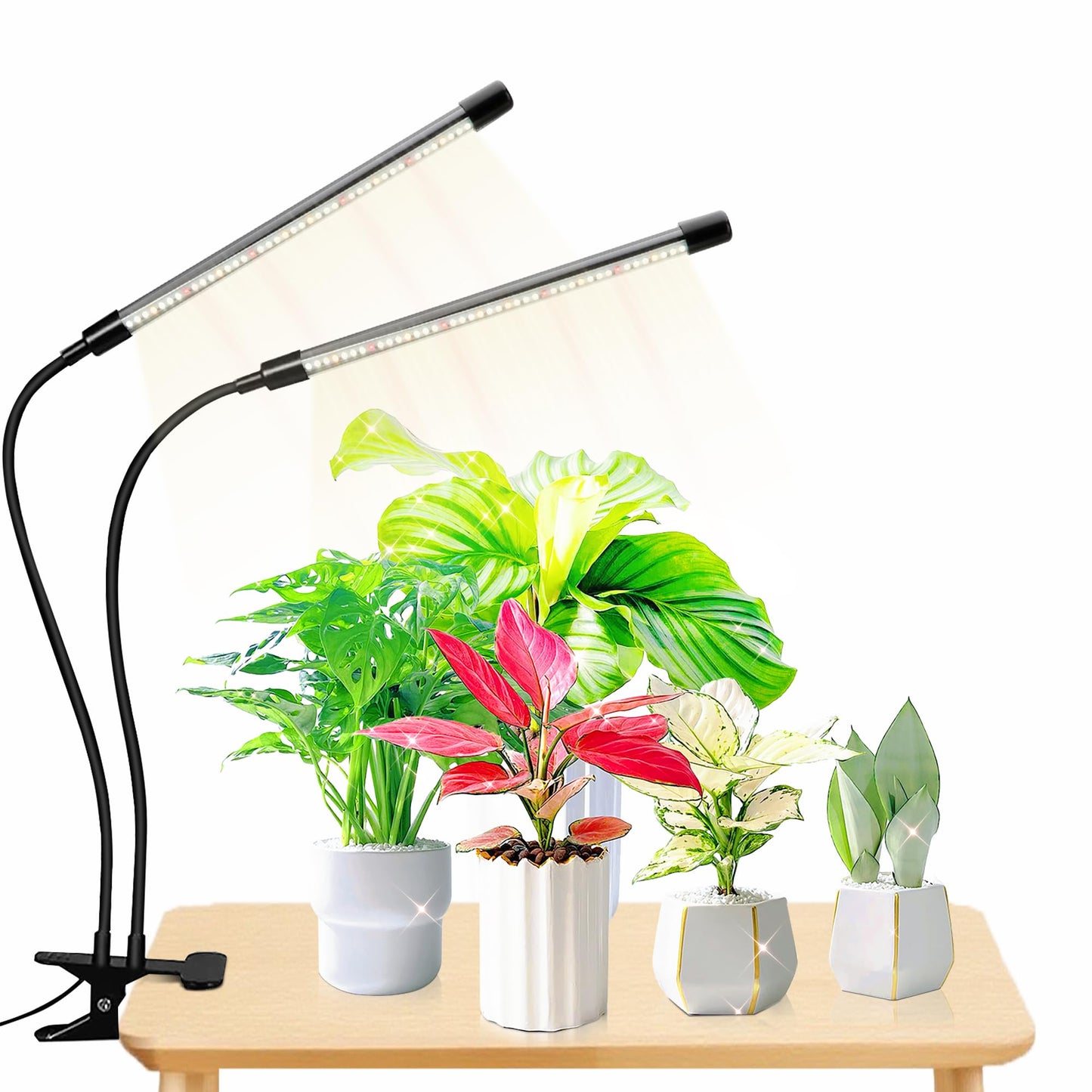 EWITTTI Plant Lights for Indoor Growing,84leds Clip Grow Light, 6500k Grow Lights for Indoor Plants Full Spectrum with Cold Warm Red LEDs,10 Dimmable Levels,Auto On Off Timing 3/9/12h Hrs(2pcs)