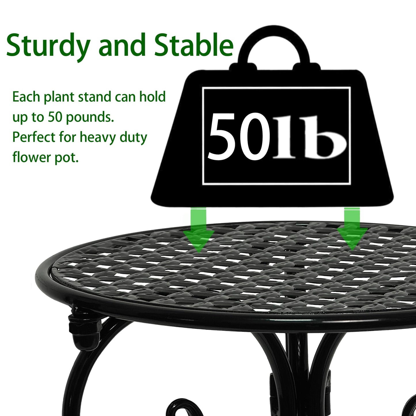 NAKUPE 4-Pack Metal Plant Stand for Indoor Outdoor, Heavy Duty Flower Pot Stands for Multiple Plants, Rustproof Iron Planter Holder Display Shelf for Patio Home Garden Porch Balcony(Black)