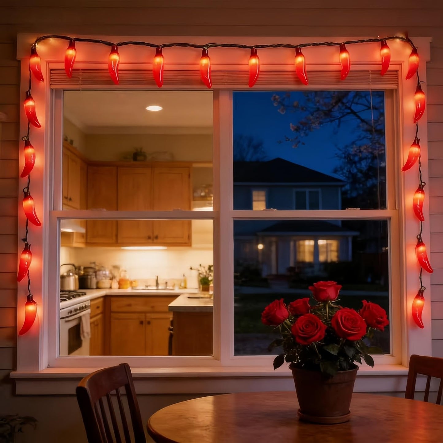 LUCKY SHINE 35 Red Pepper Decorative Lighting String, Commercial Grade LED Chili String Lights 18 FT, for Christmas, Easter, Kitchen, Garden, Patio, Living Room.