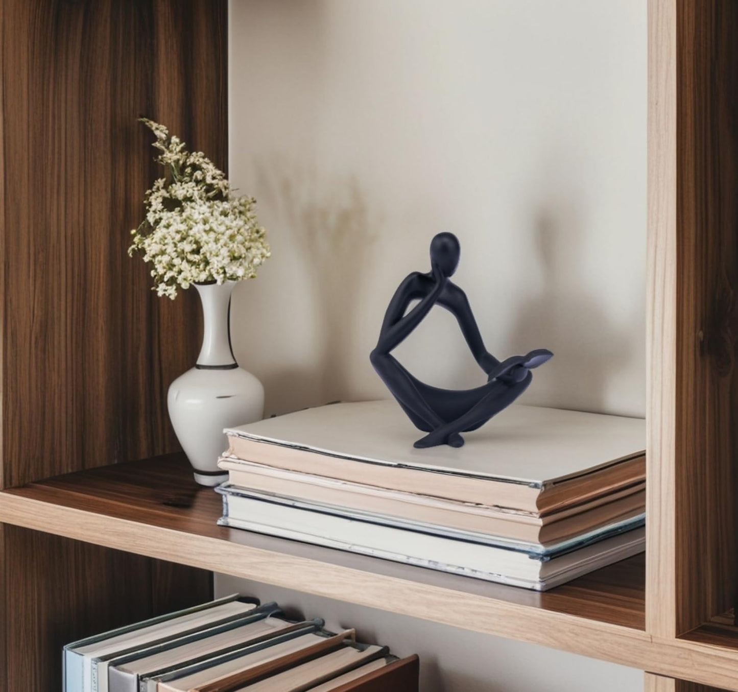 ZMLOOK "Reading Woman Thinker Sculpture is a Modern Abstract Decorative piece, a Favorite Among Book Lovers and Thinkers, Suitable for Placement in Living Rooms, Offices, and bedrooms. (Black B)