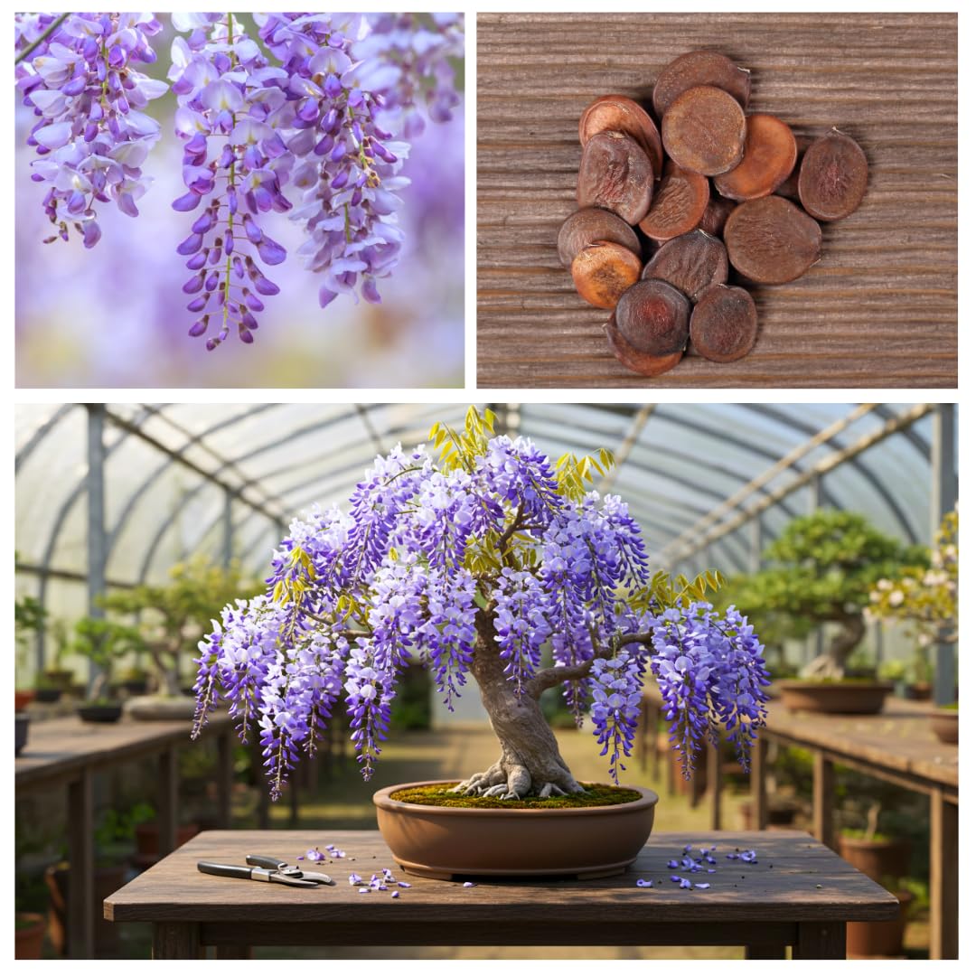 Chinese Wisteria Bonsai Tree Seedling for Planting - 1 Year Old Well Rooted Seedling - Fast-Growing Ornamental Tree with Violet-Purple Flowers and Fragrant Sweet Scent