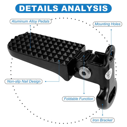 1 Pair Bike Rear Pedals Mini Folding Bike Foot Pegs Stable Bicycle Rear Pedals for Mountain Bike Electric Bike