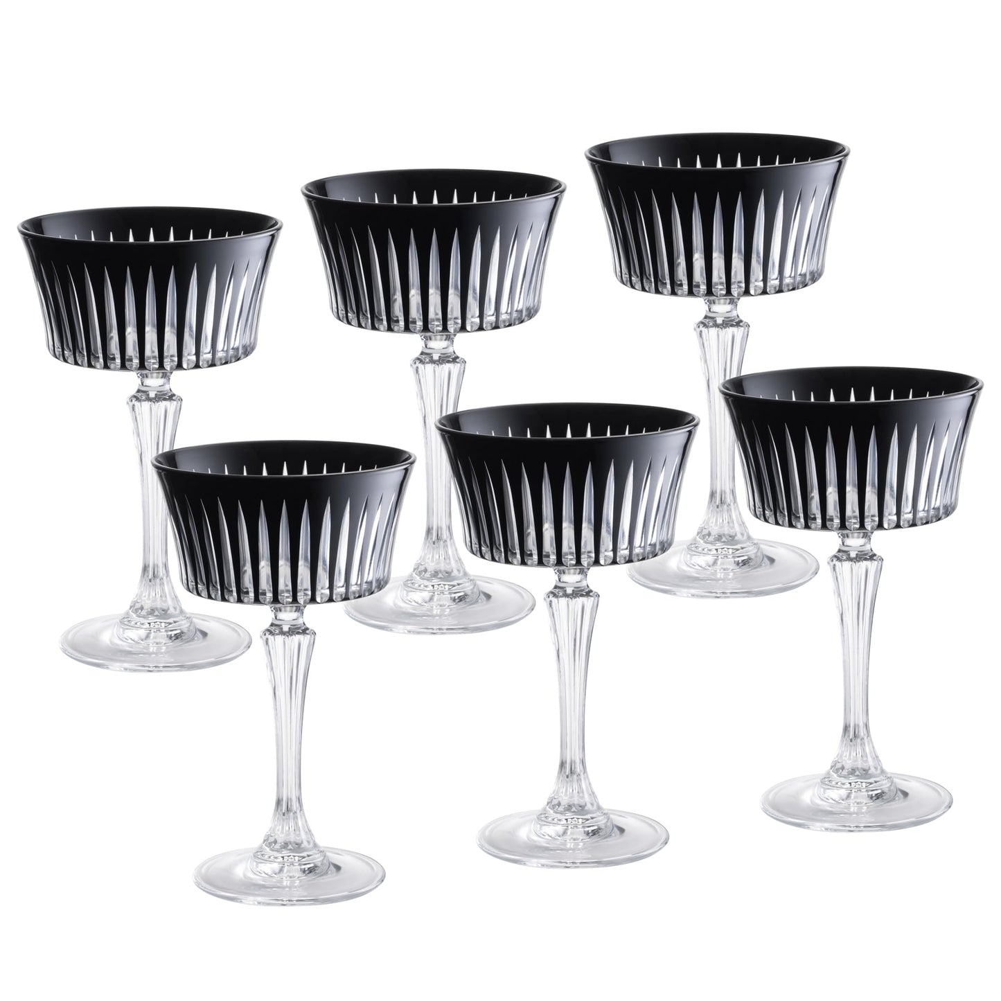 Barski Colored Champagne Coupe Glasses - Black Cocktail Coupe Glass, Stemmed Martini Glassware, Can be used for Dessert, Ice Cream - Black - Set of 6 - Gift Ready - 8.7 oz., Made in Europe