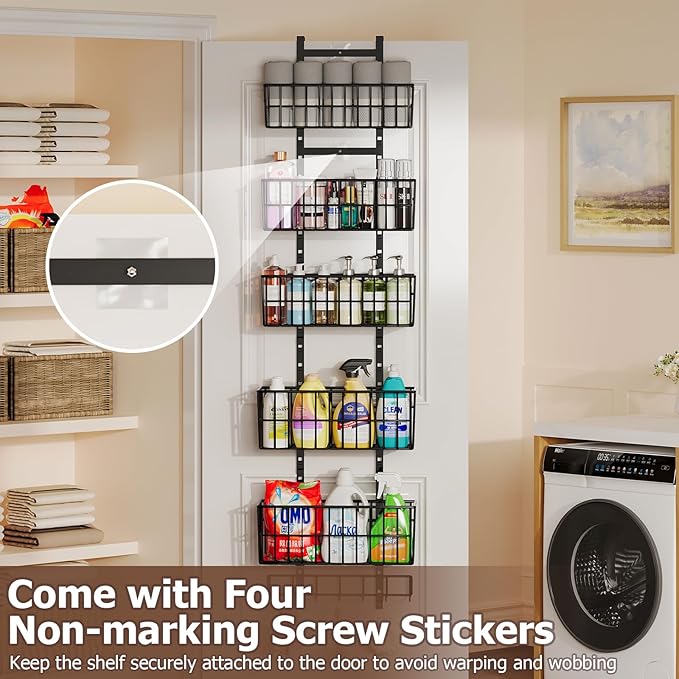 Adjustable Over The Door Organizer, Metal Hanging Door Organizer