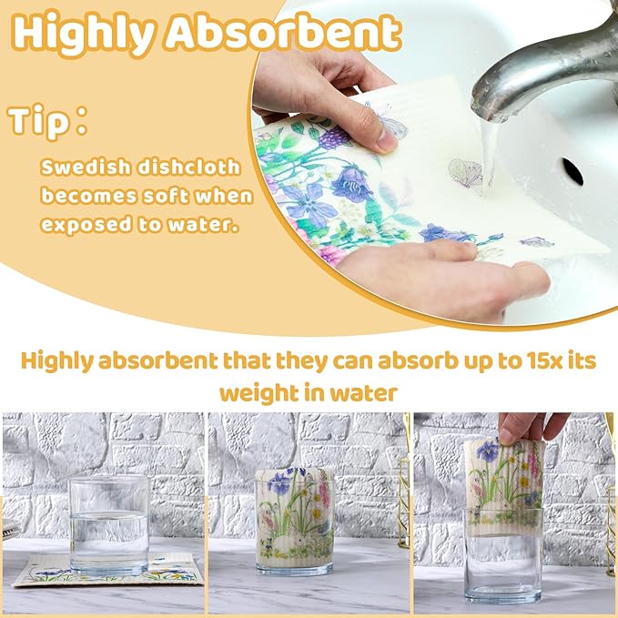6 Pack Wildflower Swedish Dishcloths