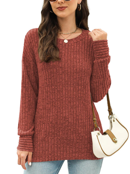 JomeDesign Sweaters for Women Long Sleeve Shirts Crew Neck Sweatshirt Lightweight Casual Tunic Tops